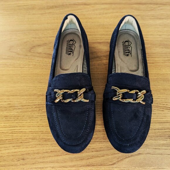 Cliffs by White Mountain Gainful Loafer Navy Suede 7.5M - Picture 2 of 5